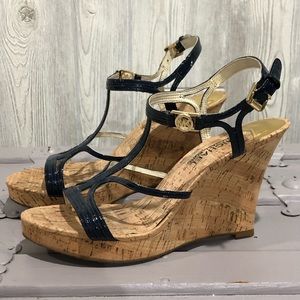 Michael Kors navy wedge heel- Size 7